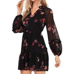 Cece Floral Long Sleeve Babydoll Dress